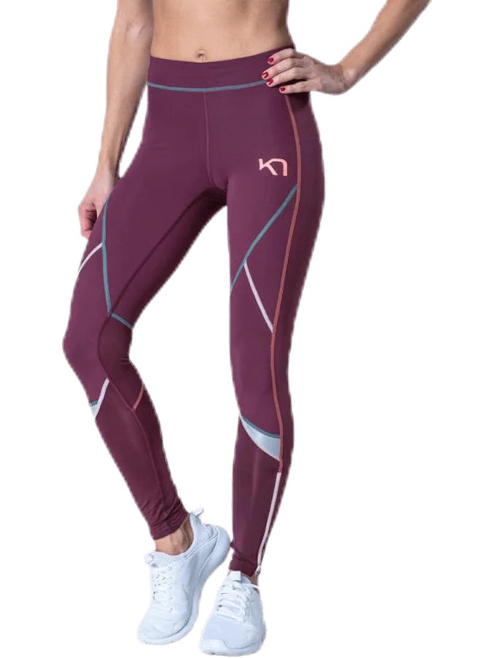 Kari Traa Plum Performance Leggings with Contrast Piping
